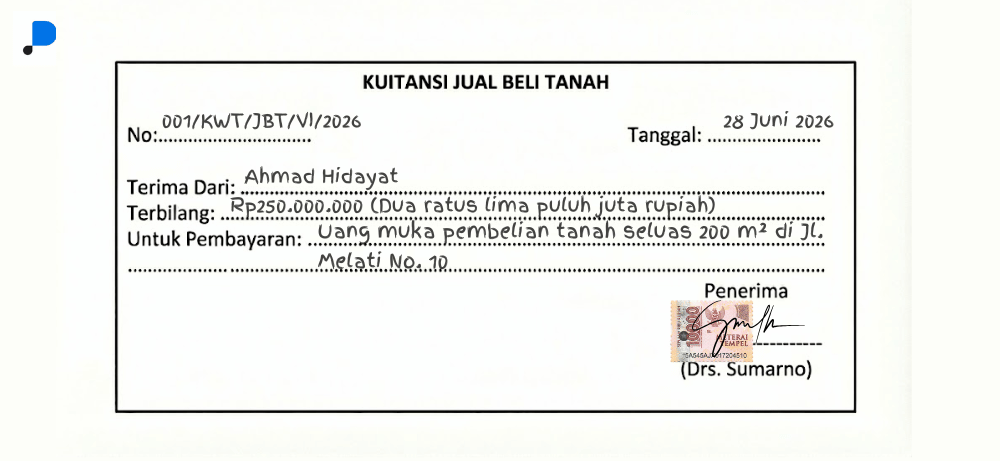 Contoh kwitansi umum yang digunakan - Contoh kuitansi jual beli tanah