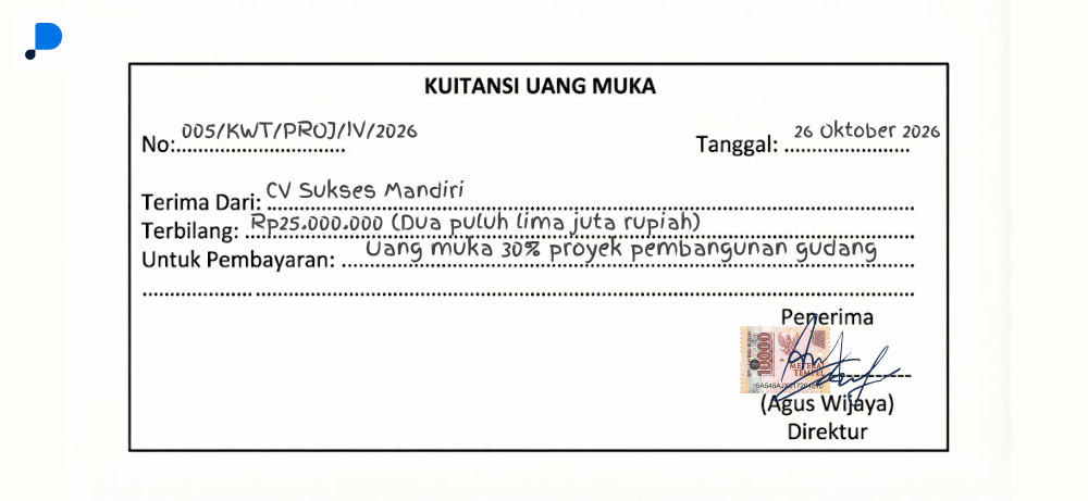 Contoh kwitansi umum yang digunakan - Contoh kuitansi uang muka