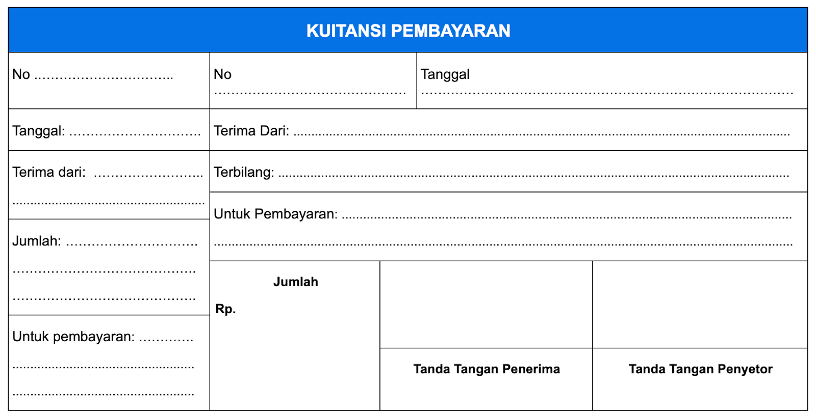 Free Download Template Kuitansi Kosong Word, PDF, & Excel