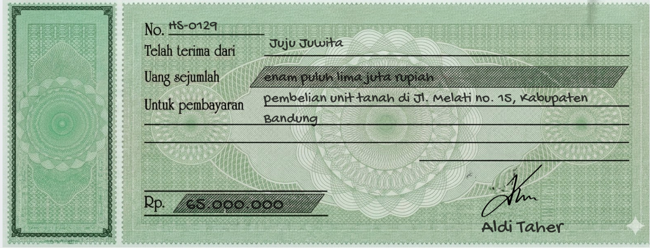 3. Contoh Kuitansi Pembayaran Jual-Beli Tanah