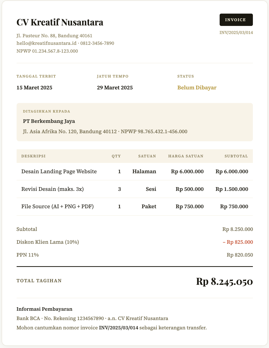 8. Periksa Ulang dan Kirim Invoice ke Klien