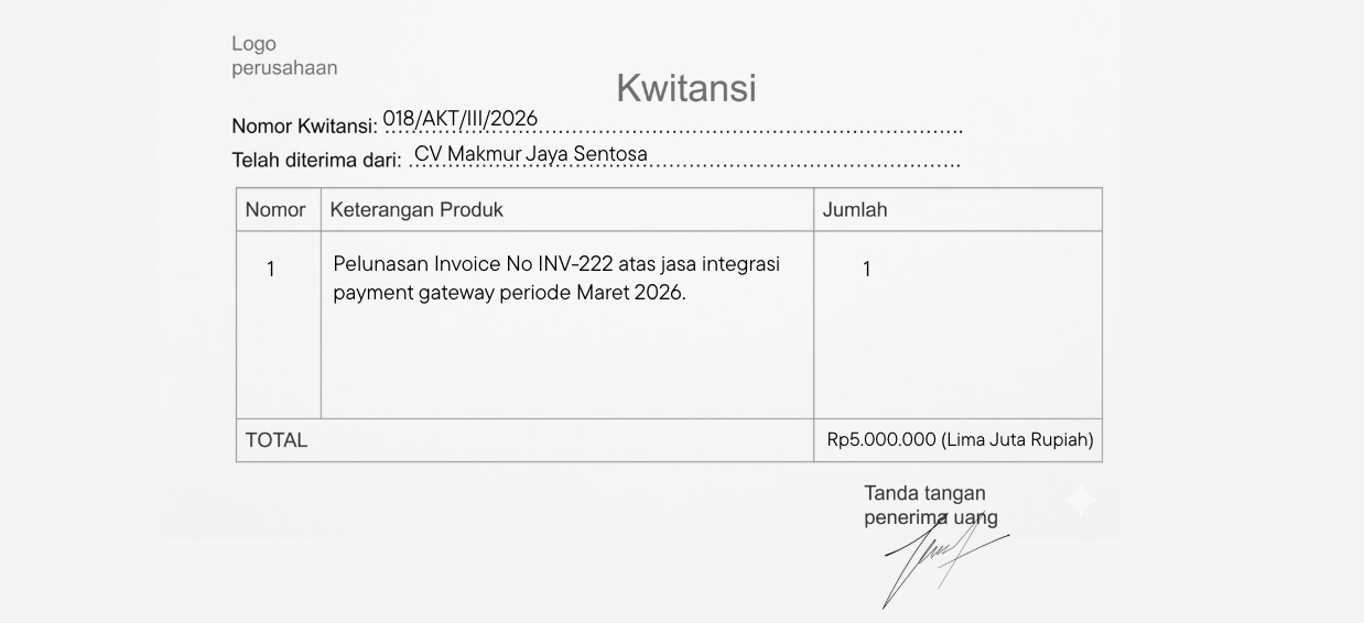7. Contoh Kuitansi Pembayaran Jasa Integrasi Payment Gateway