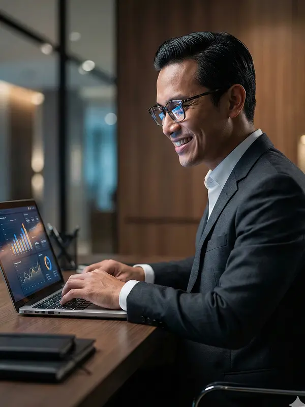 Finance director reviewing payment reports